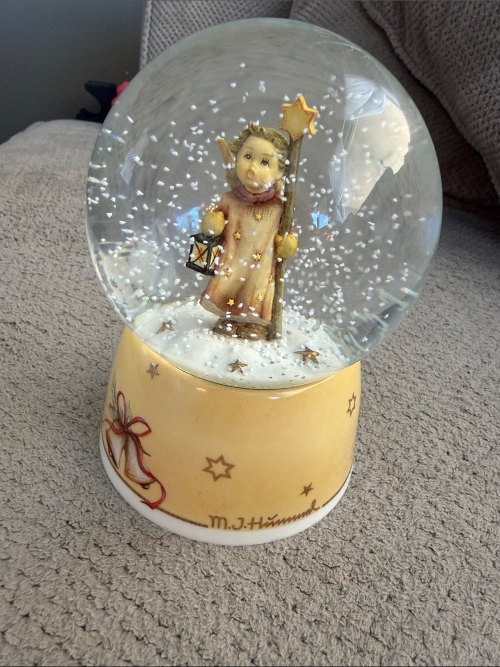 Hummel Yellow Angel Snow Globe with Gold Star Staff